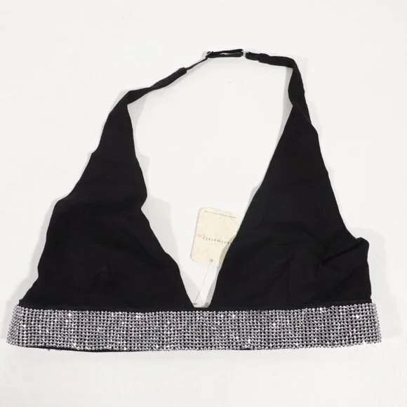 NWT Free People Of The Moment Halter Bralette in Black Size Large - Picture 3 of 11